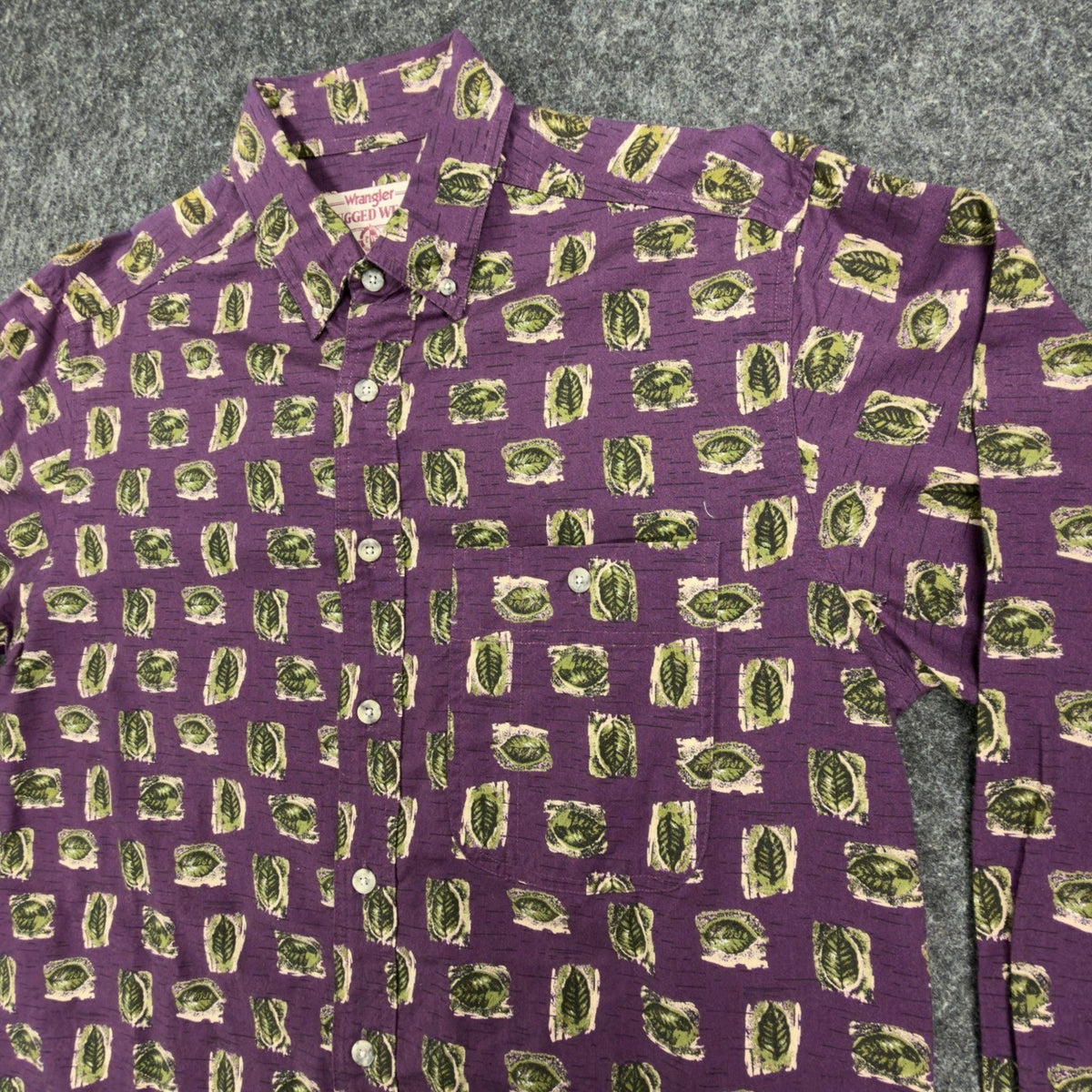 Wrangler Vintage 90s Button Down Shirt Mens M Purple Cotton NWT Rugged Wear - take2supply
