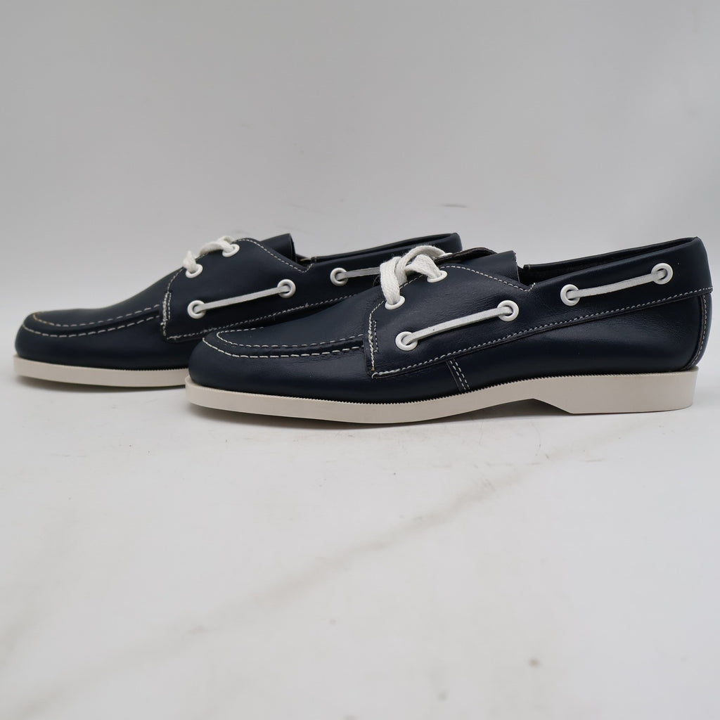 Webbs Boat Shoes Kids Size 2 C Vintage 80s Navy Leather Made in USA Deadstock - take2supply