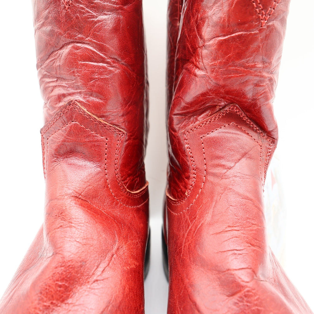 Justin Original Roper Boots Kids 2 Red Leather Deadstock NWT 3791Y - take2supply