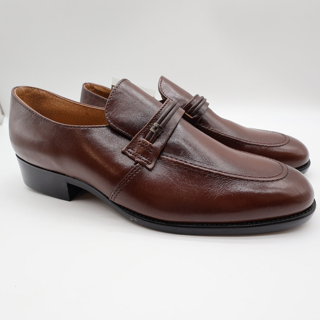 Barclay Loafers Mens 10.5 D Vintage Brown Leather Slip On Dress Shoes USA Made - take2supply