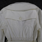 Takara Trench Coat Womens M White Belted Double Breasted Smocked NOS NWT - take2supply