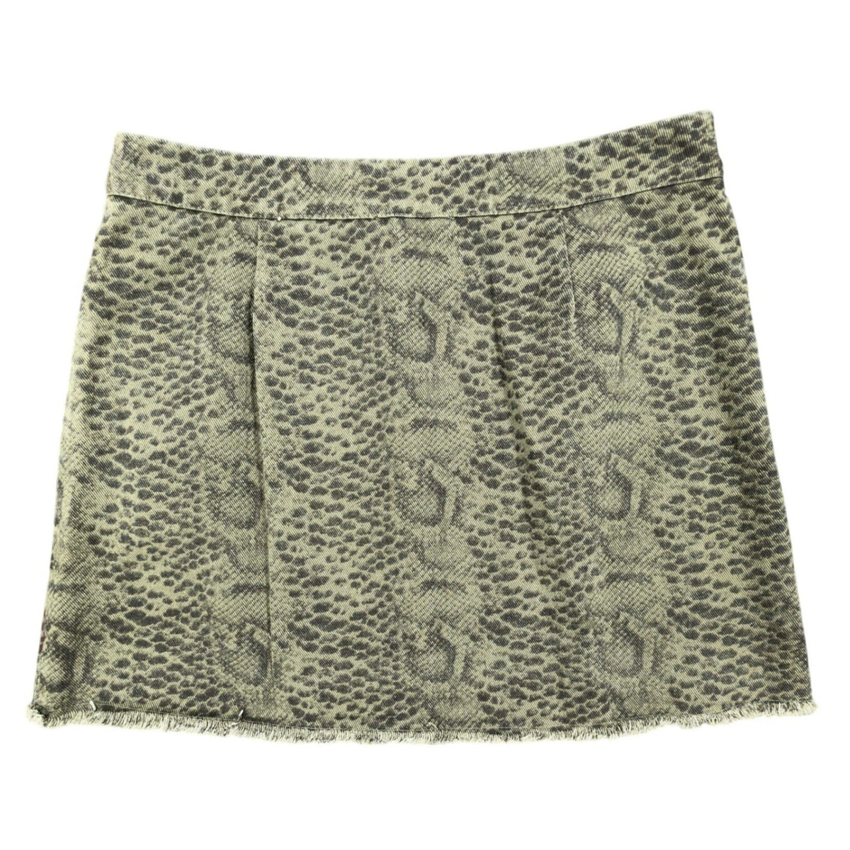 She + Sky Snake Print Denim Mini Skirt Women Large Green Distressed NWT - take2supply