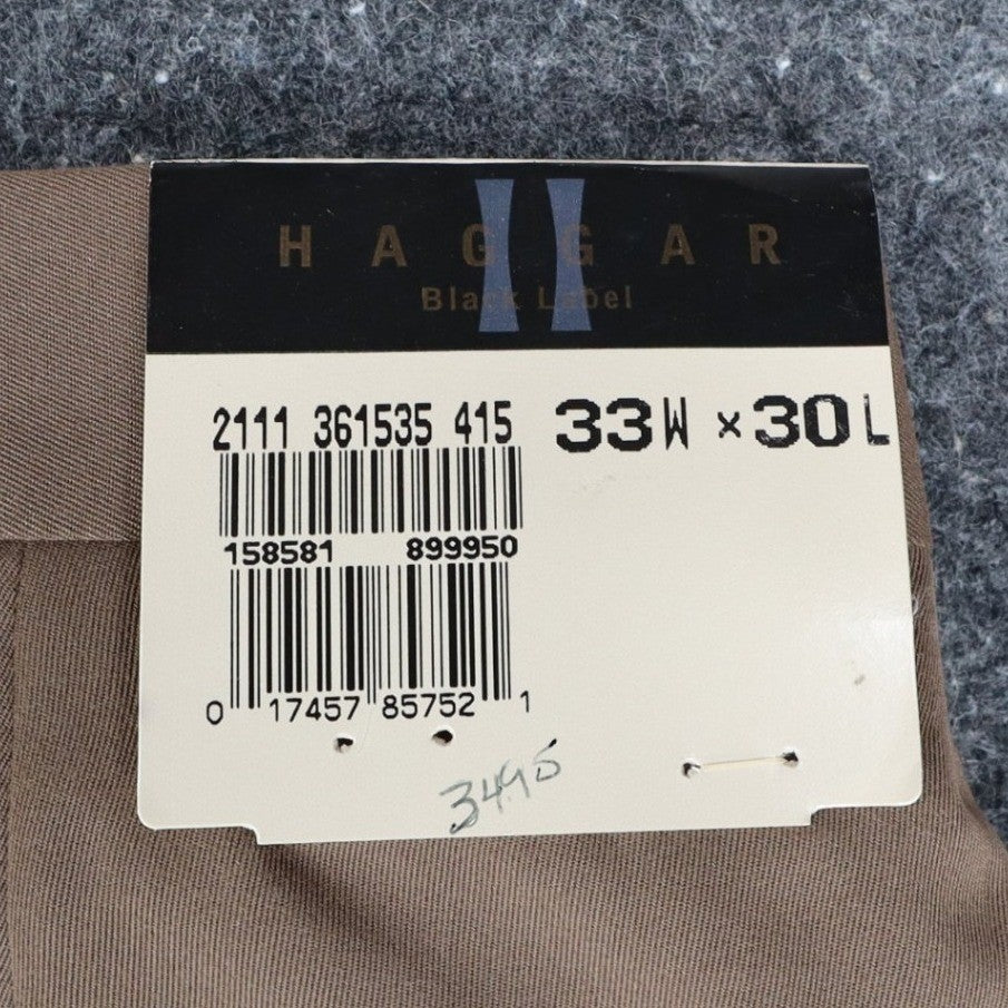 Haggar Black Label Pants Mens 33x30 Vintage 90s Khaki Micromattique Pleated NWT - take2supply