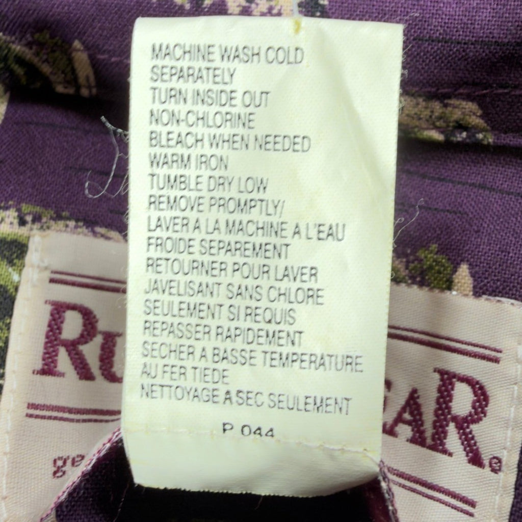 Wrangler Rugged Wear Leaf Print Shirt Mens M Purple Cotton NWT R960LLV - take2supply
