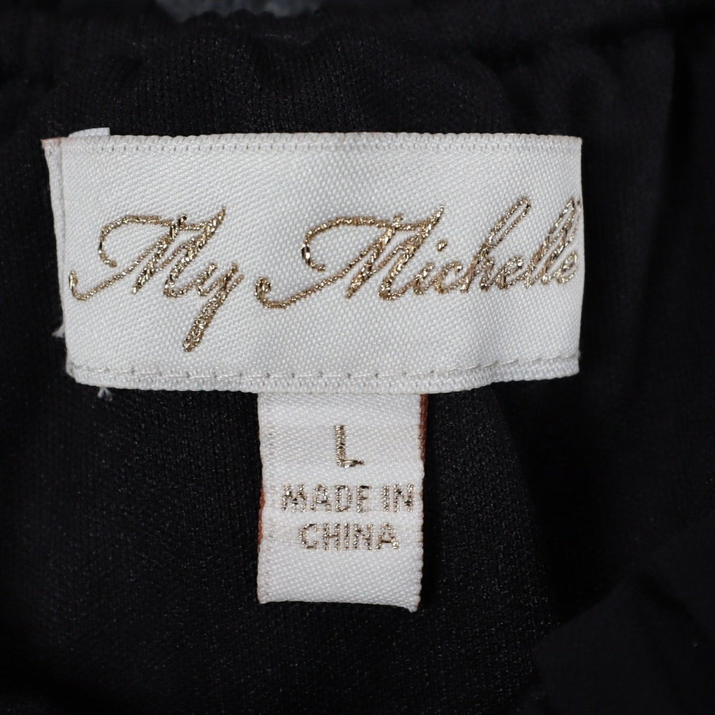 My Michelle Off Shoulder Blouse Womens Large Black Pleated Ruffle Smocked Top - take2supply