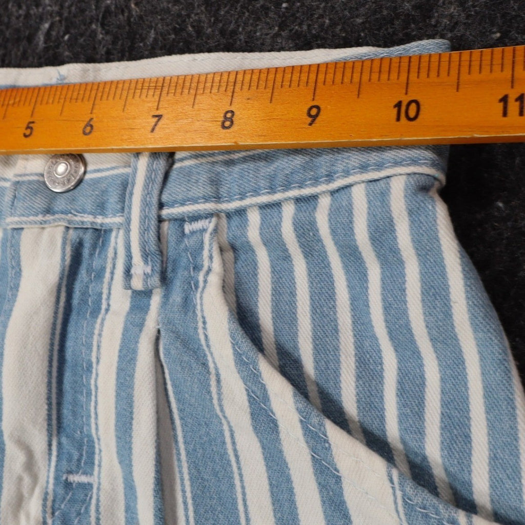 Lee Striped Denim Shorts Girls 7 Slim Vintage 90s Blue White Cotton Deadstock - take2supply