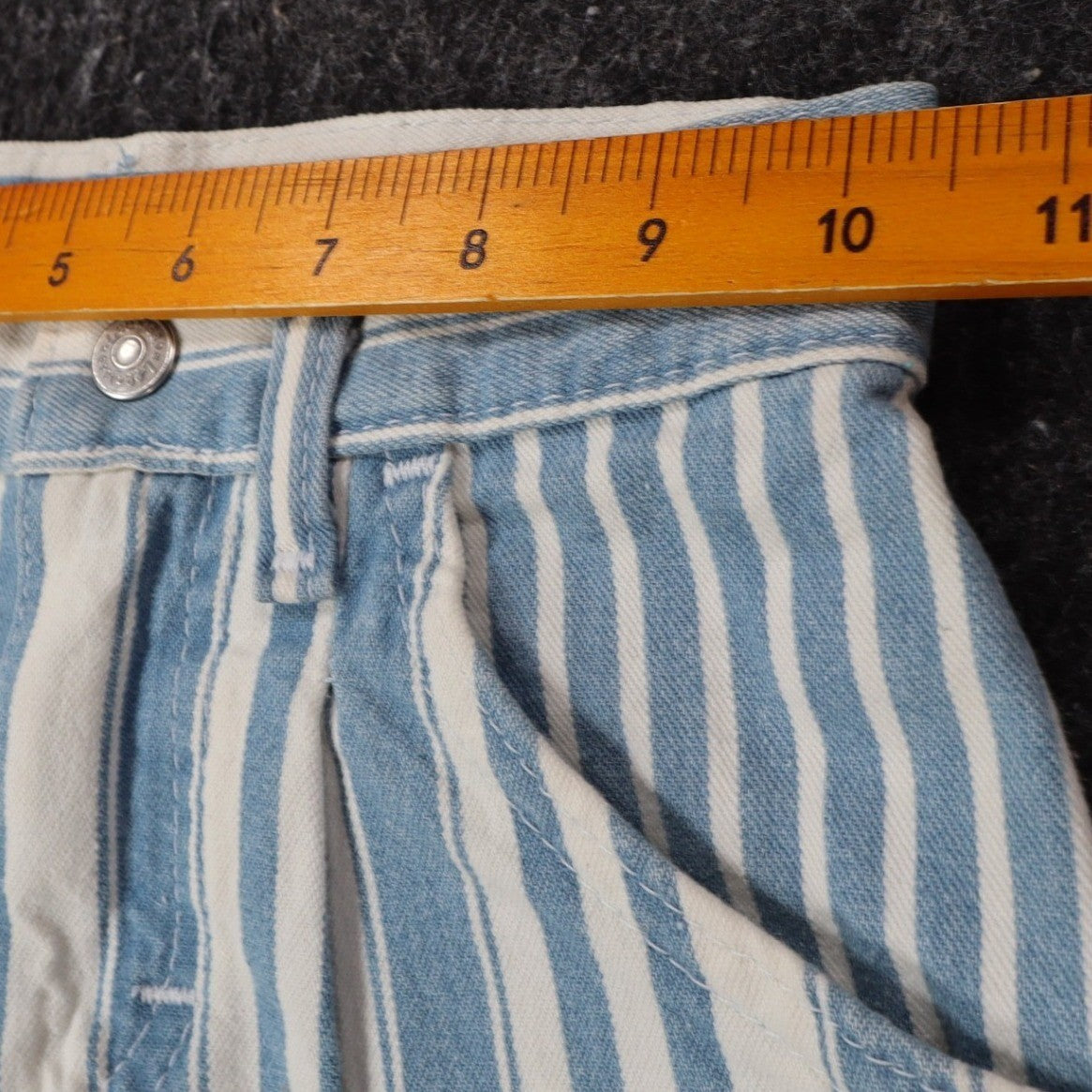 Lee Striped Denim Shorts Girls 7 Slim Vintage 90s Blue White Cotton Deadstock - take2supply