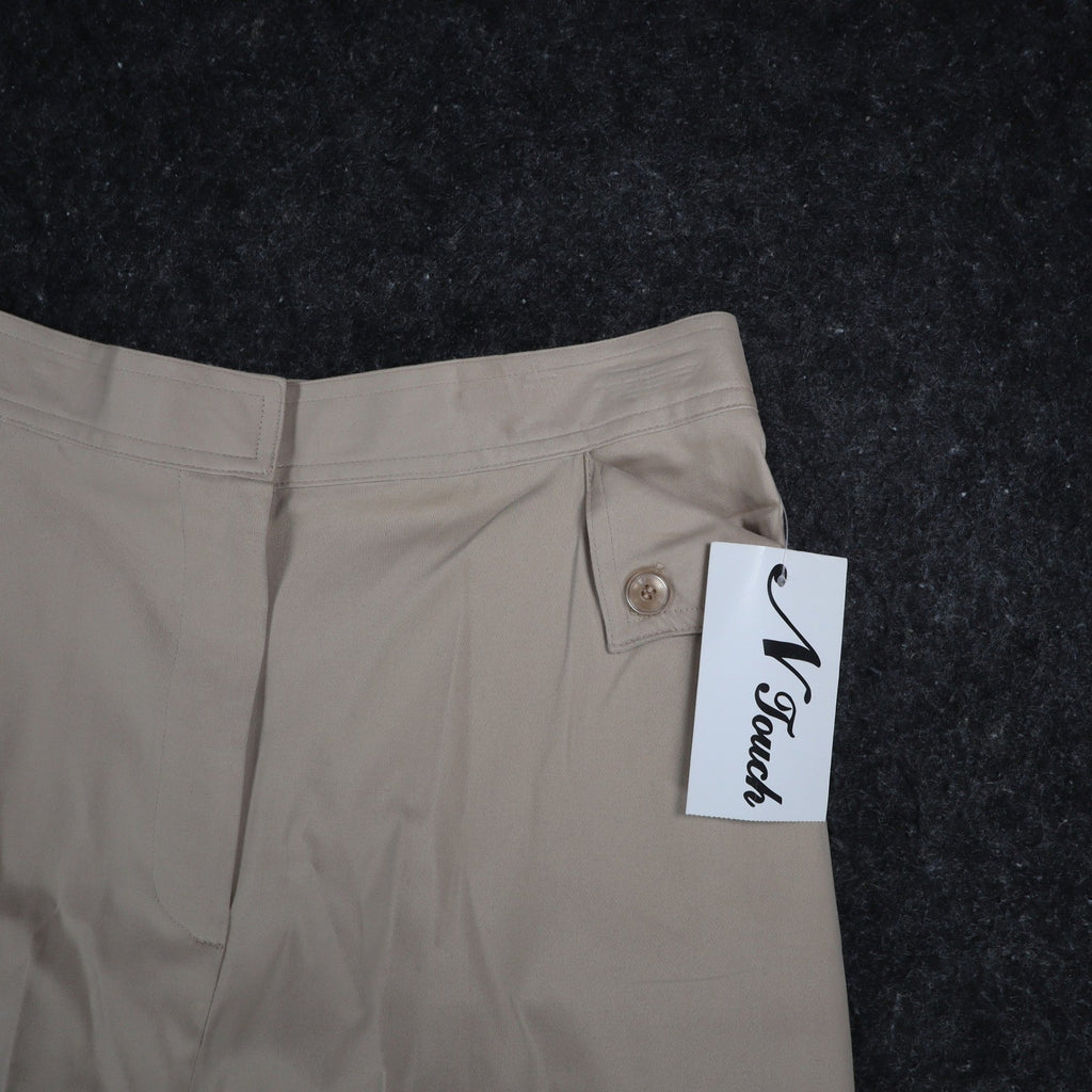 N Touch Dress Pants Womens 8 Khaki Beige Stretch Cotton Straight Leg New NWT - take2supply