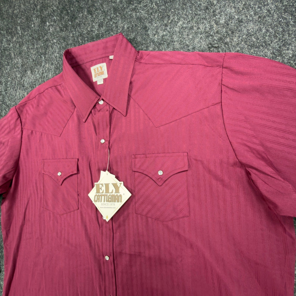 ELY CATTLEMAN Modern Western Shirt Mens XXL Burgundy Pearl Snap NWT - take2supply