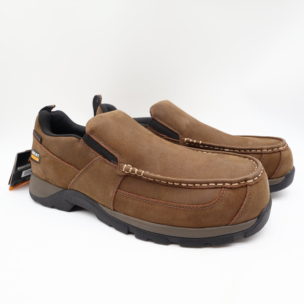 Ariat Work Edge LTE Slip-On Work Shoes Men 12 EE Wide Comp Toe Brown NWT - take2supply