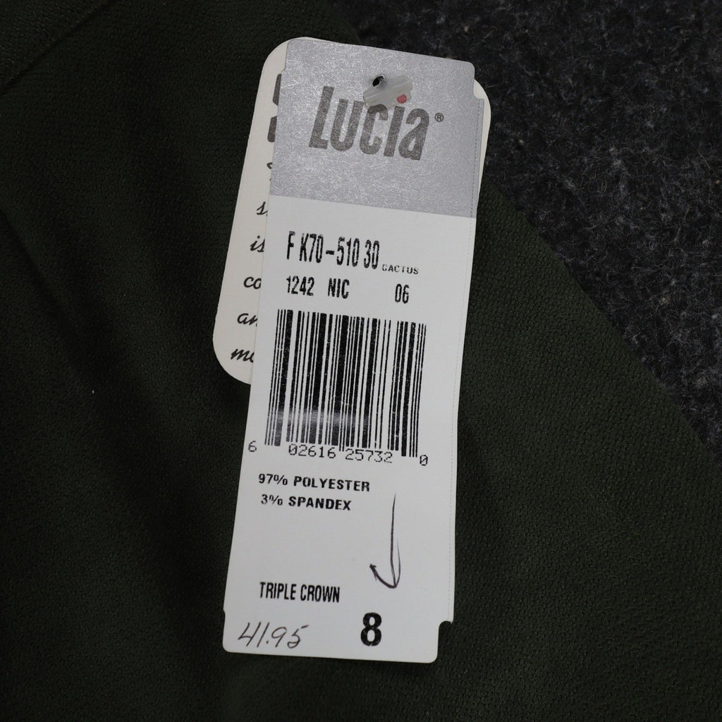Lucia Trousers Womens Size 8 Y2K Cactus Green Stretch Pleated Straight Leg Pants - take2supply