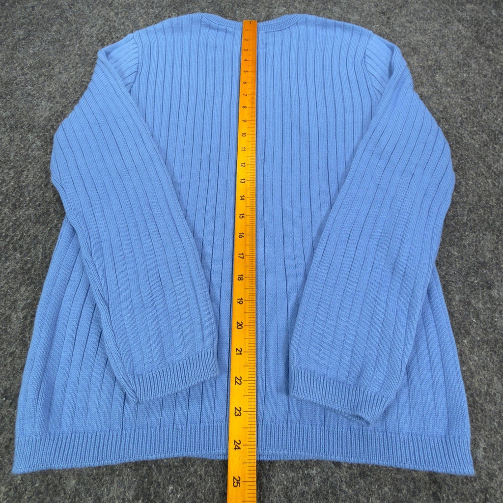 Excelsior Vintage 90s Ribbed Knit Sweater Mens Medium Blue Cotton Excellent - take2supply