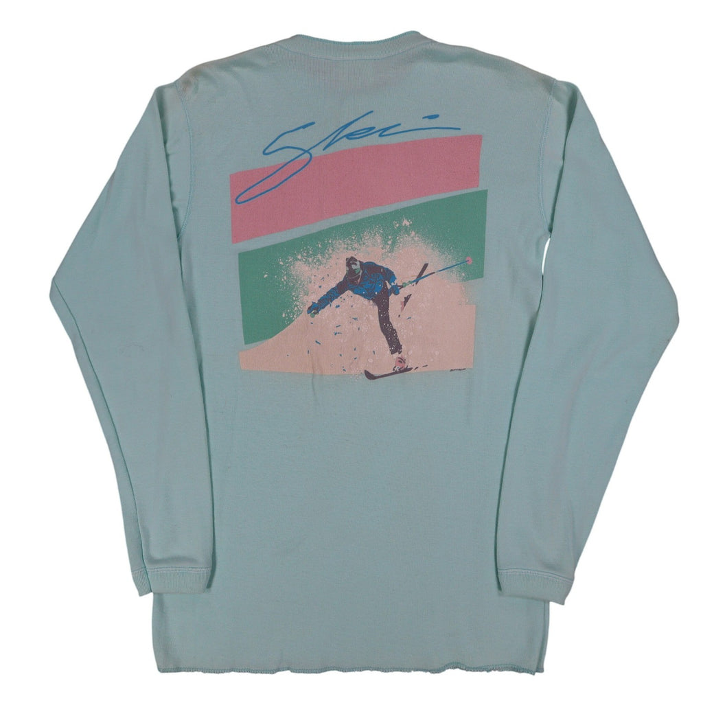 Buffalo Henley Shirt Mens Large Vintage Deadstock USA Made Aqua Blue Skier C1259 - take2supply