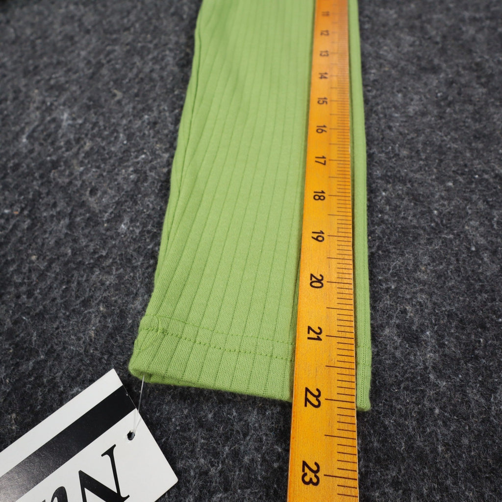 Nikki Mock Neck Top Small Y2K Granny Smith Green Ribbed Long Sleeve 44U5 NEW - take2supply