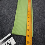 Nikki Mock Neck Top Small Y2K Granny Smith Green Ribbed Long Sleeve 44U5 NEW - take2supply