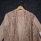 Erin London Open Front Jacket Medium NWT Sand Faux Suede Laser Cut Eyelet C1085 - take2supply