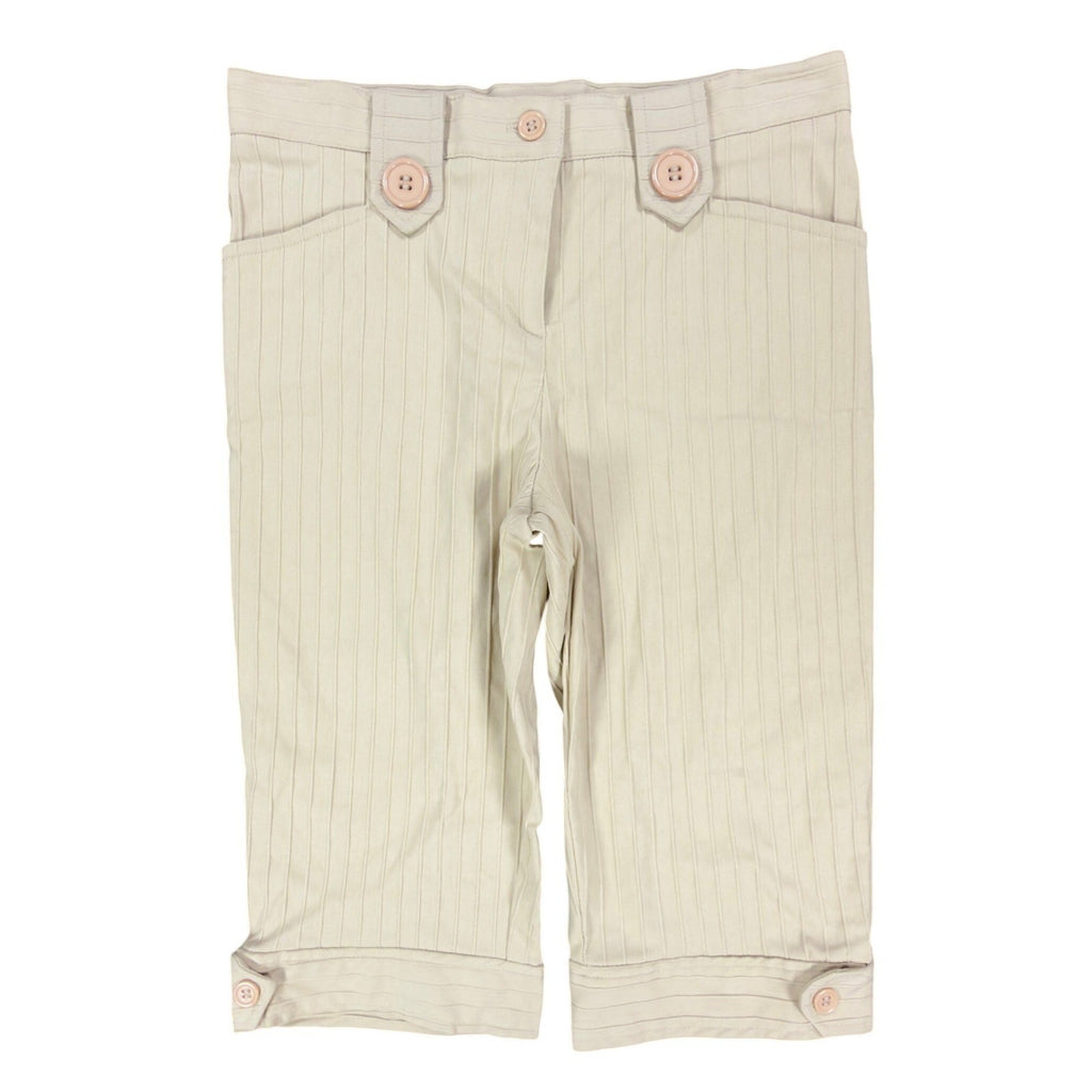 My Michelle Y2K Capri Pants Girls 12 Beige Striped NWT Deadstock Khaki C664 - take2supply