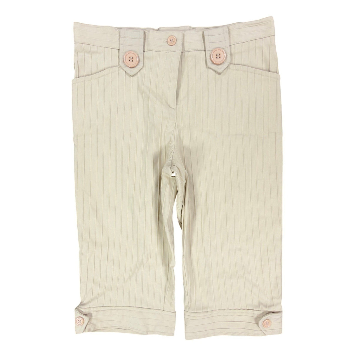 My Michelle Y2K Capri Pants Girls 12 Beige Striped NWT Deadstock Khaki C664 - take2supply