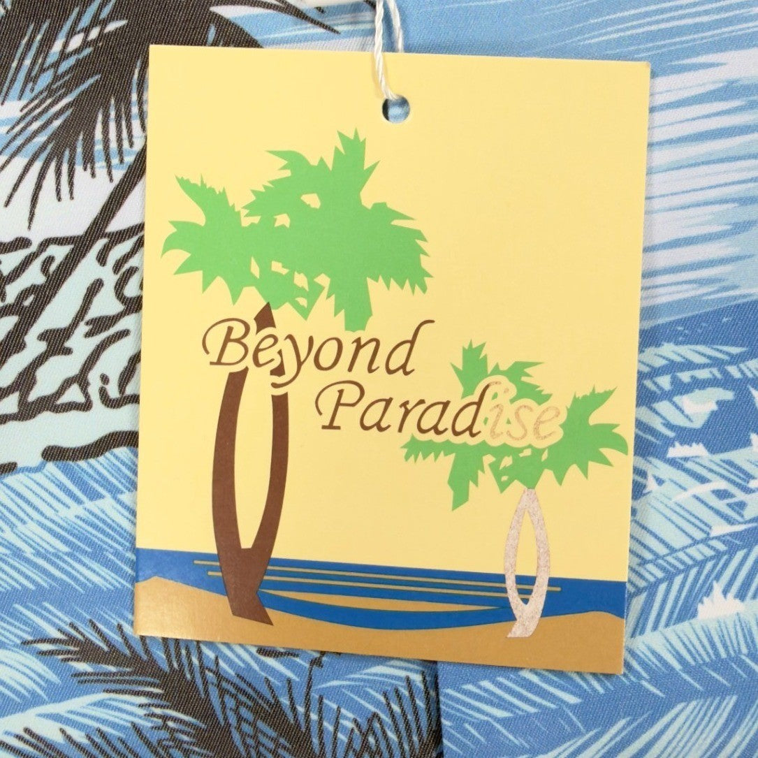 Beyond Paradise Hawaiian Shirt Mens XL Blue Tropical Palm Tree Cotton Blend NWT - take2supply