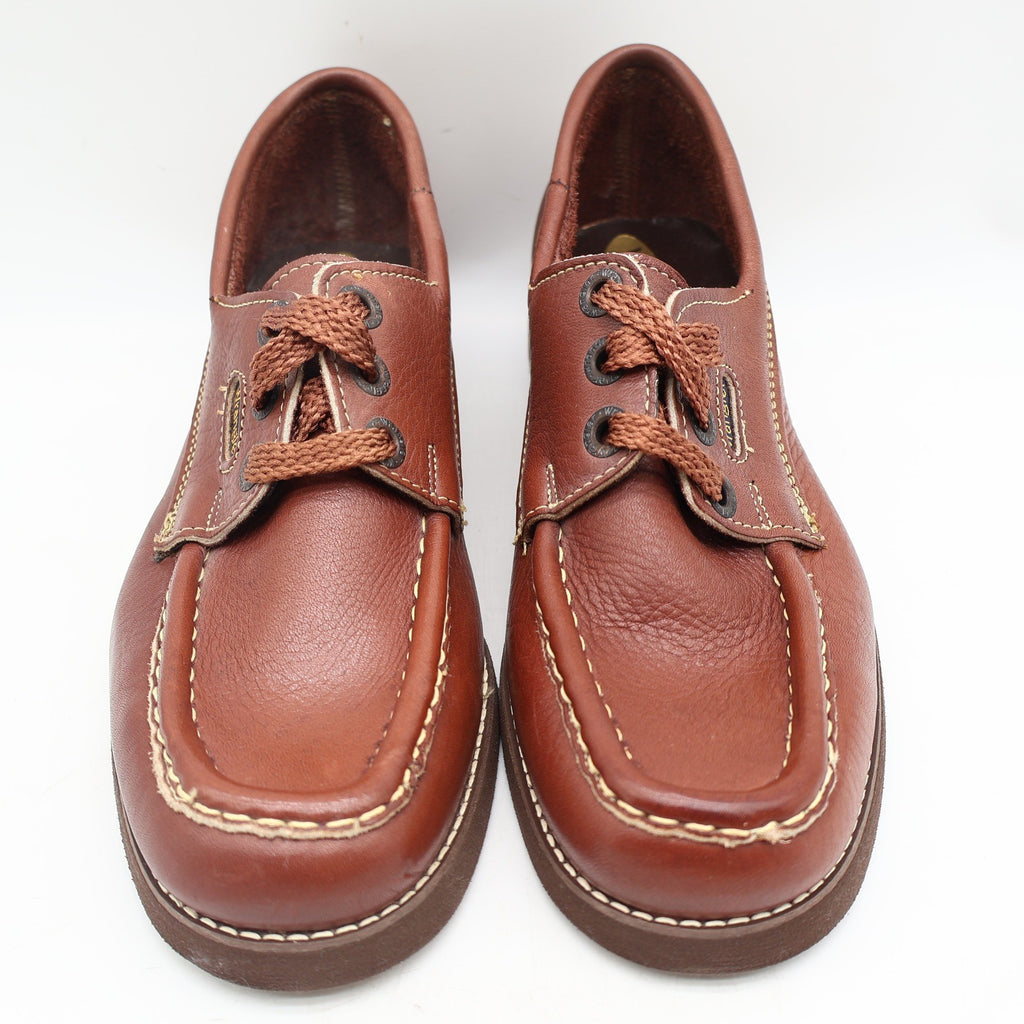 Wrangler Boat Shoes Mens 7.5M Vintage Brown Leather Moc Toe New In Box - take2supply