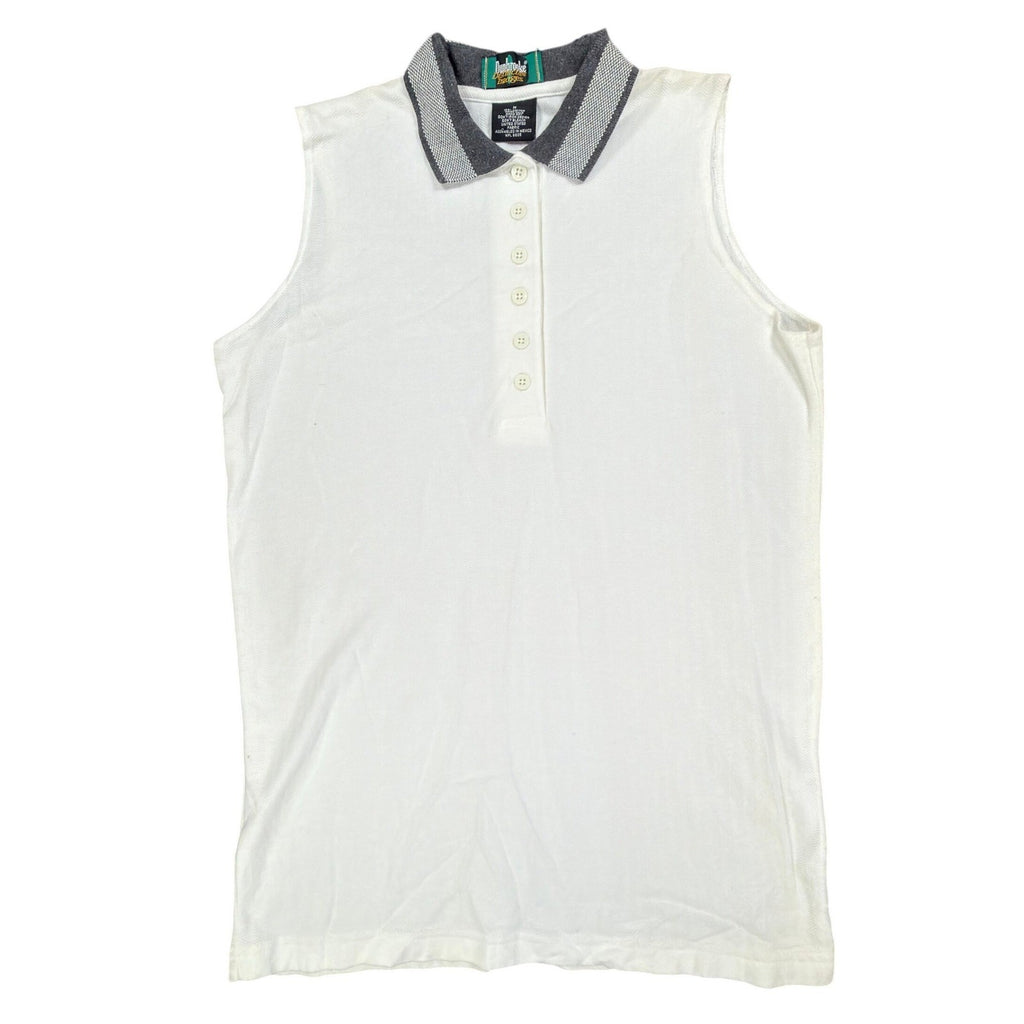 Dunbrooke Vintage Sleeveless Polo Top Womens M White Cotton Herringbone NWT - take2supply