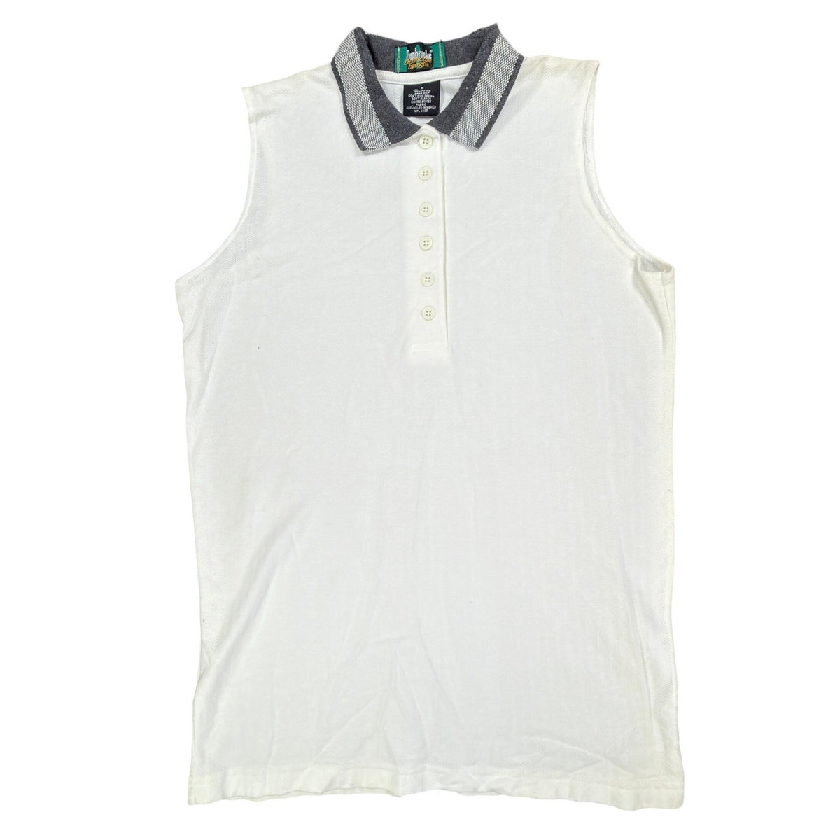 Dunbrooke Vintage Sleeveless Polo Top Womens M White Cotton Herringbone NWT - take2supply