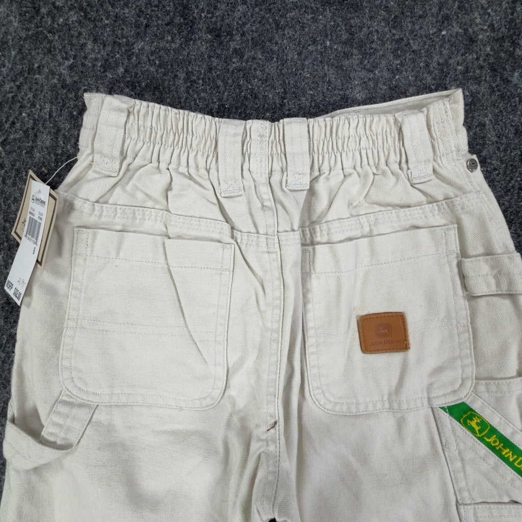 John Deere Y2K Carpenter Shorts Boys 6 Stone Cotton Canvas NWT Deadstock - take2supply