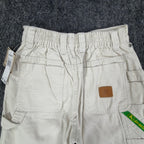 John Deere Y2K Carpenter Shorts Boys 6 Stone Cotton Canvas NWT Deadstock - take2supply