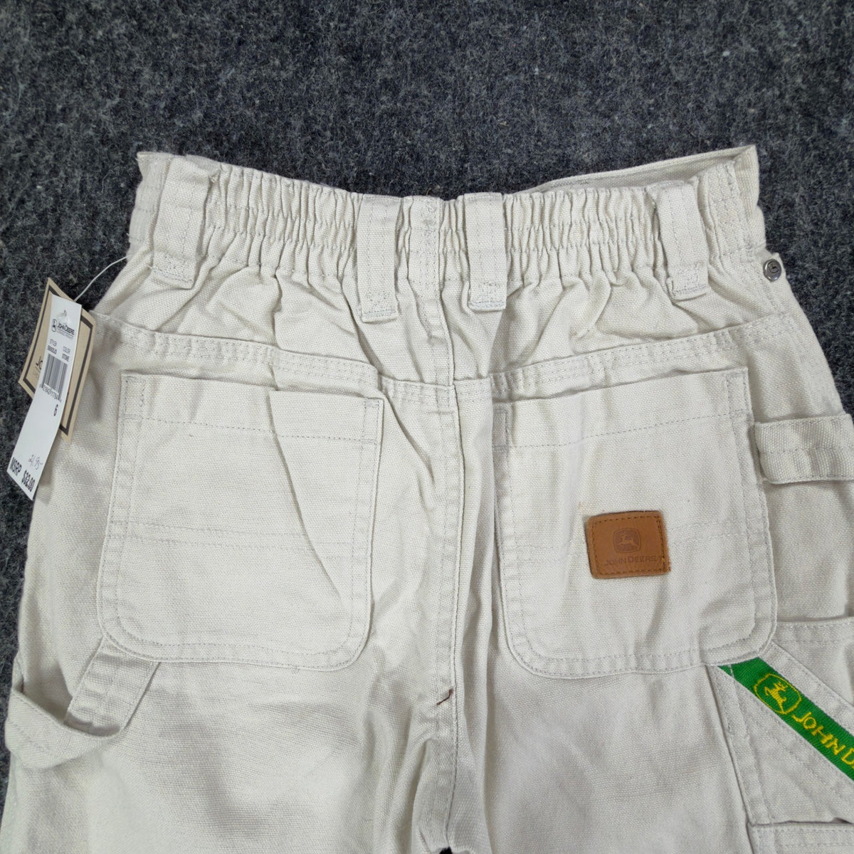John Deere Y2K Carpenter Shorts Boys 6 Stone Cotton Canvas NWT Deadstock - take2supply