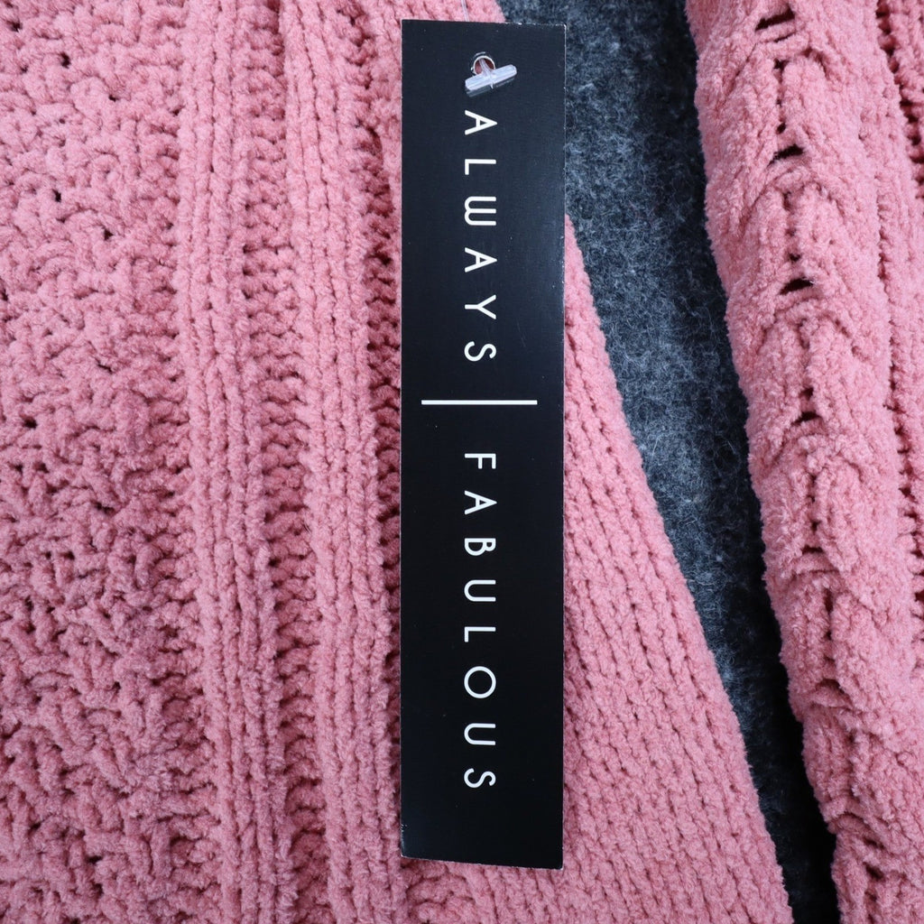 Absolutely Famous Chenille Cable Knit Sweater Womens XL Pink Scalloped AD1350 - take2supply