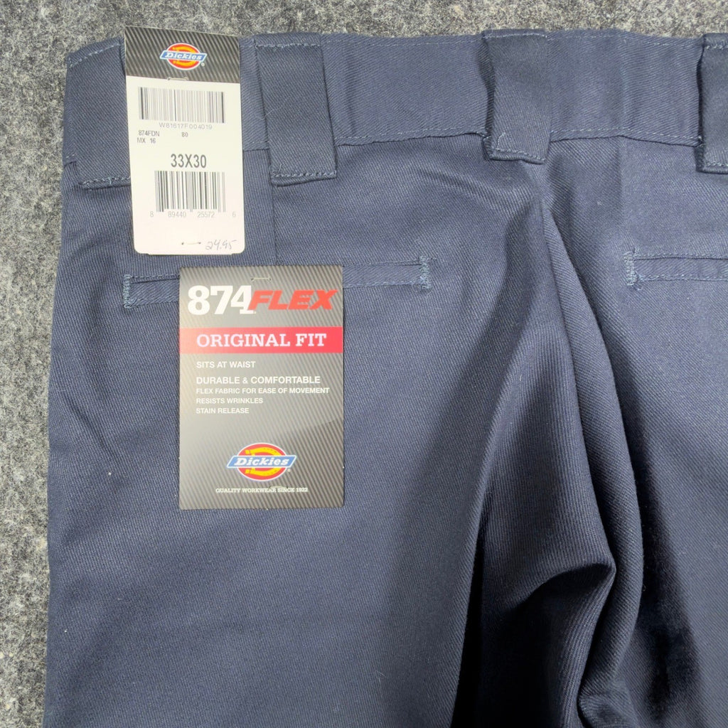 Dickies 874 Flex Work Pants Mens 33x30 Dark Navy Blue Modern NWT - take2supply