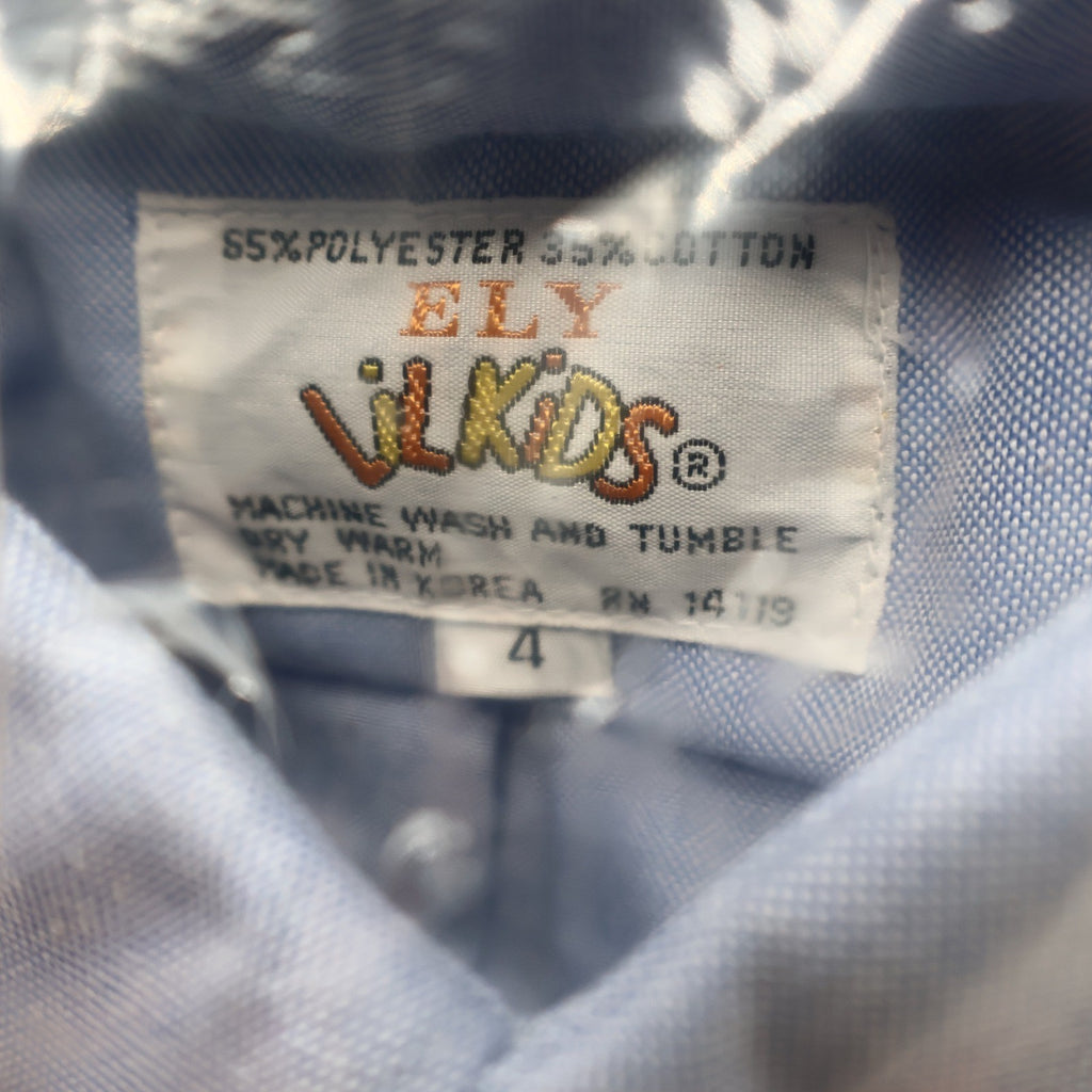 Ely Lil Kids Boys 4 Blue Oxford Shirt Long Sleeve Button Down Collar NIP - take2supply