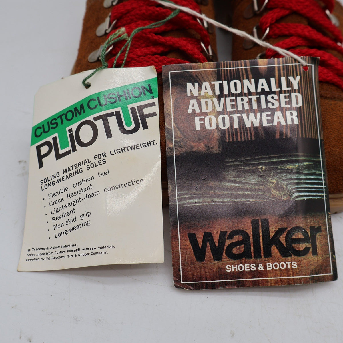 Walker Hiking Boots Kids 4 Vintage 70s Brown Suede Red Laces Pliotuf USA New - take2supply