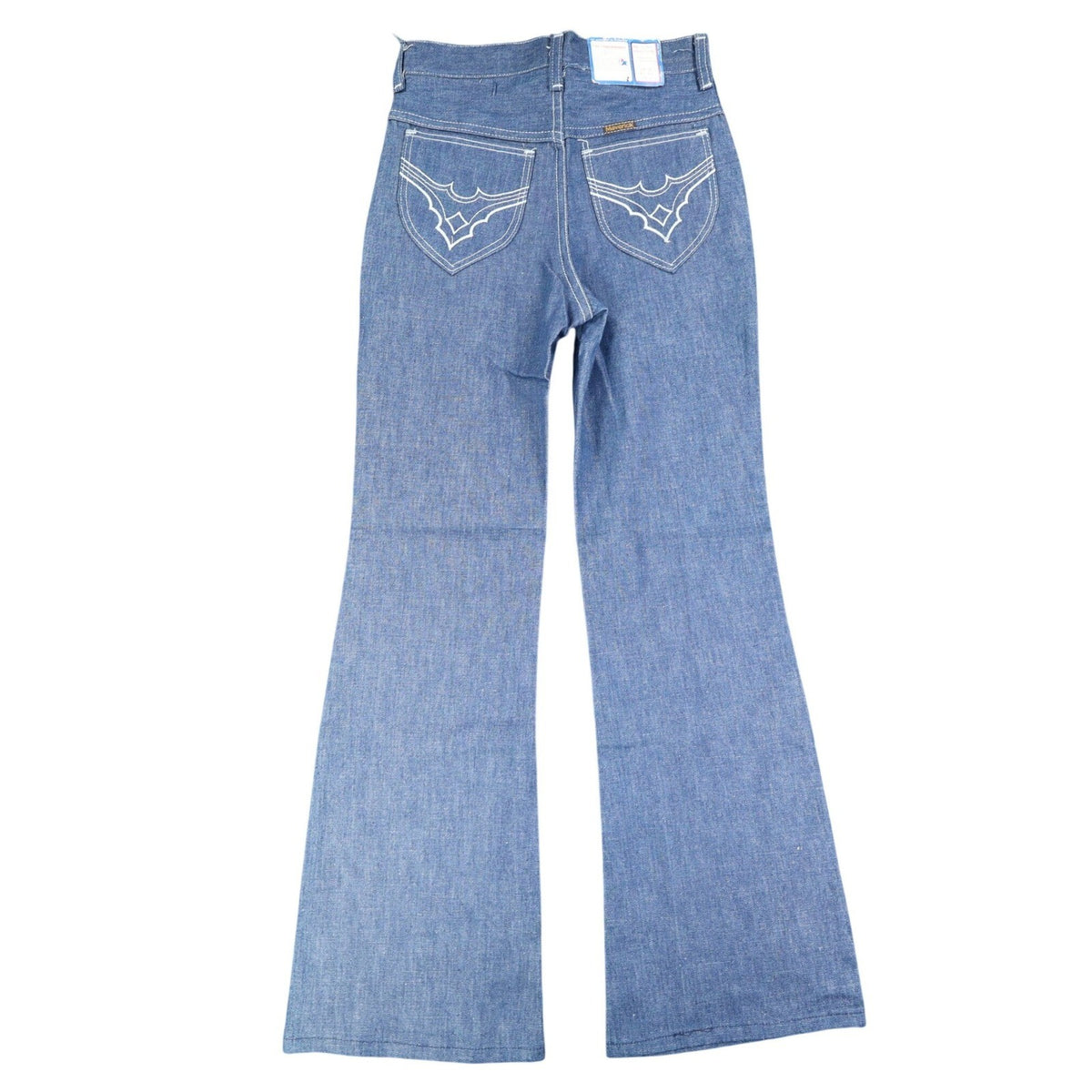 Young Maverick Vintage Boys 10 Reg Blue Flare Jeans Embroidered Pockets NWT - take2supply