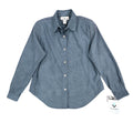 Erin London Women Small Blue Embossed Paisley Button Up Shirt Long Sleeve 81553 - take2supply