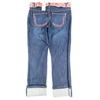 Tommy Hilfiger Jeans Womens 8 Vintage 2000s Low Rise Stretch Blue Floral Belt - take2supply