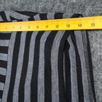 Erin London Open Front Vest Womens Large Black Grey Striped Draped Waterfall Hem - take2supply