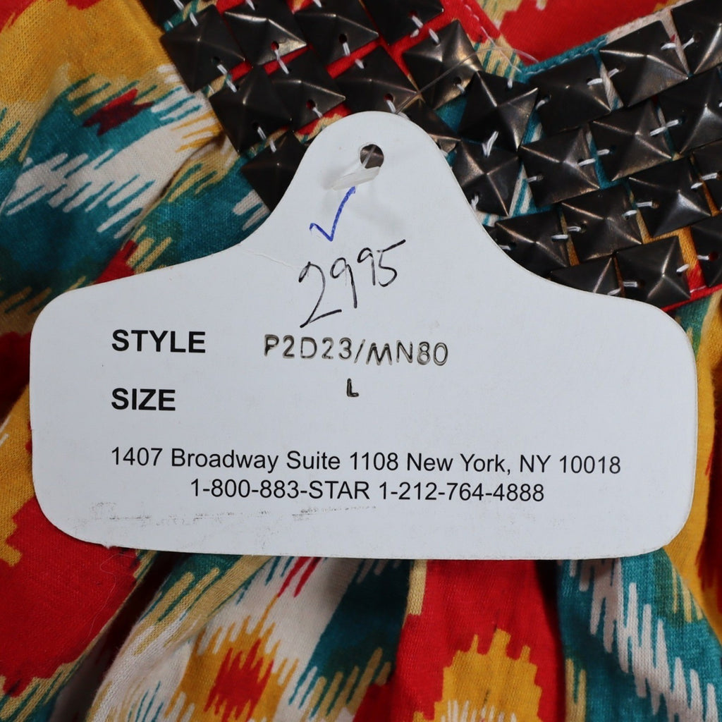 Angie Tank Top Womens Large NWT Ikat Print Studded V-Neck Cotton Racerback C754 - take2supply