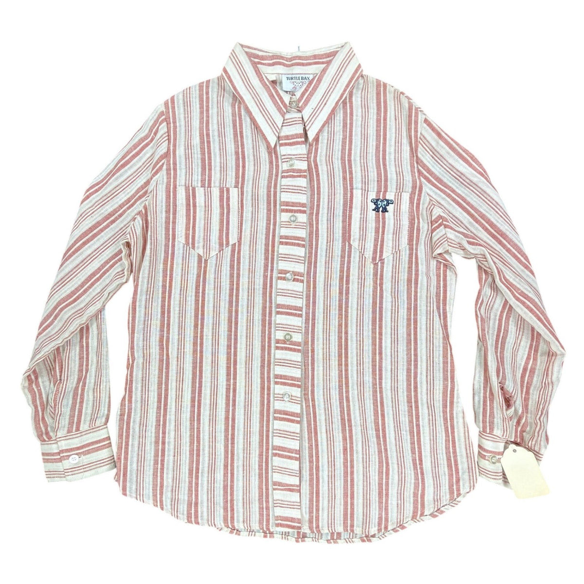 Turtle Bax Vintage 70s Striped Button Down Shirt Boys 15-16 Red White NWT - take2supply