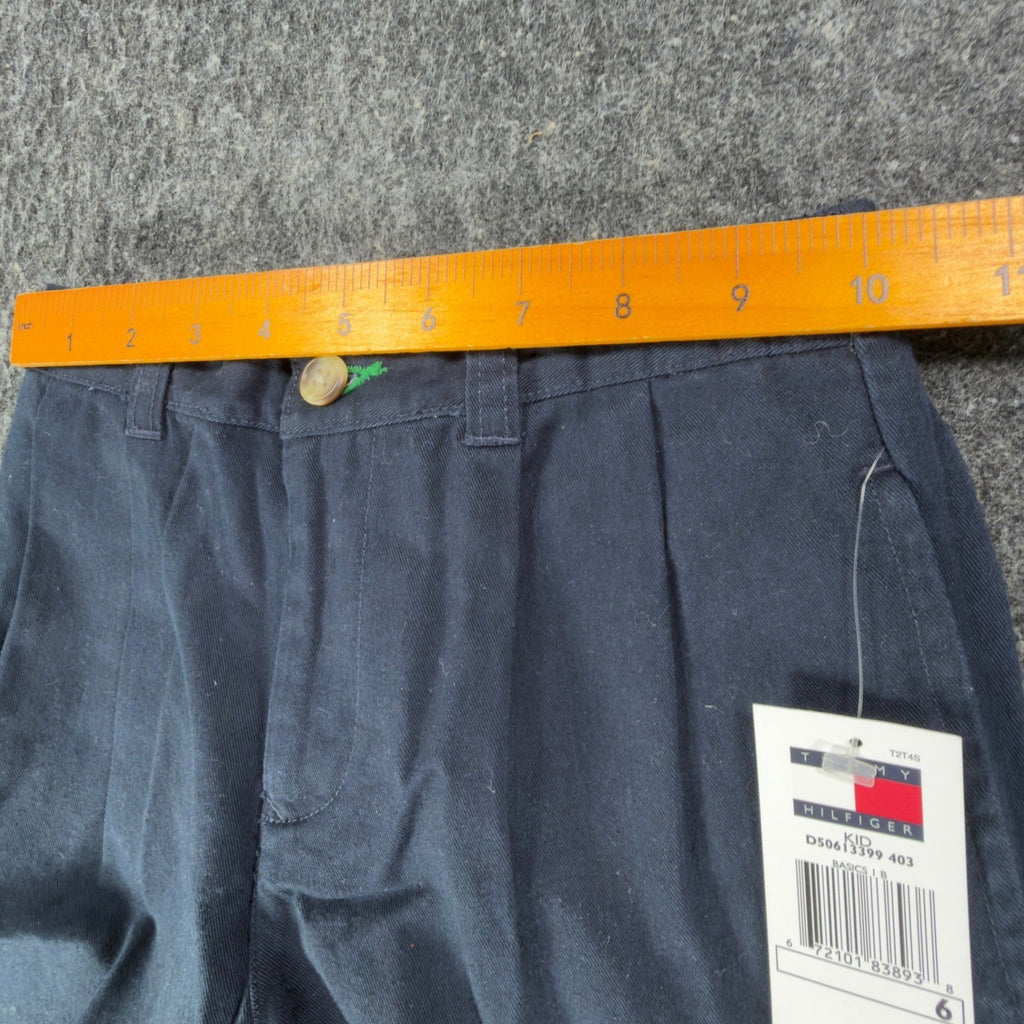 Tommy Hilfiger Y2K Pleated Chino Shorts Kids 6 Navy Blue Cotton NWT - take2supply