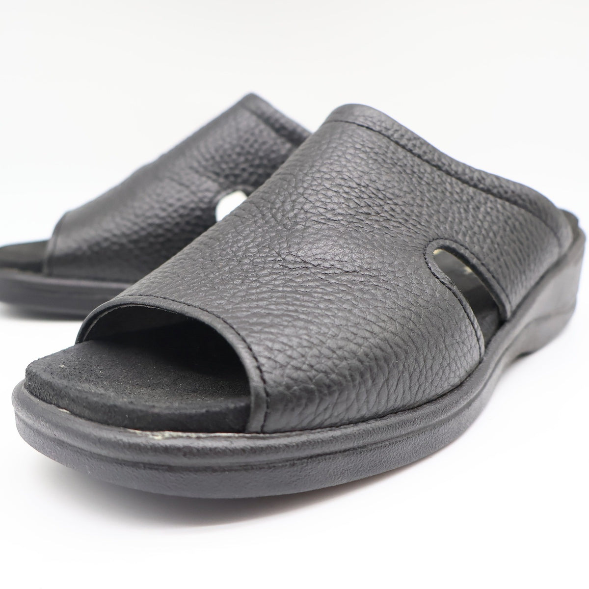 Dexter Comfort Classic Sandals Womens 7.5 Vintage Black Tumbled Leather Slides - take2supply