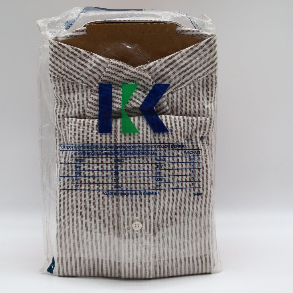 Kaynee Shirt Boys 6 Brown White Stripe Long Sleeve Button Down Cotton Blend USA - take2supply