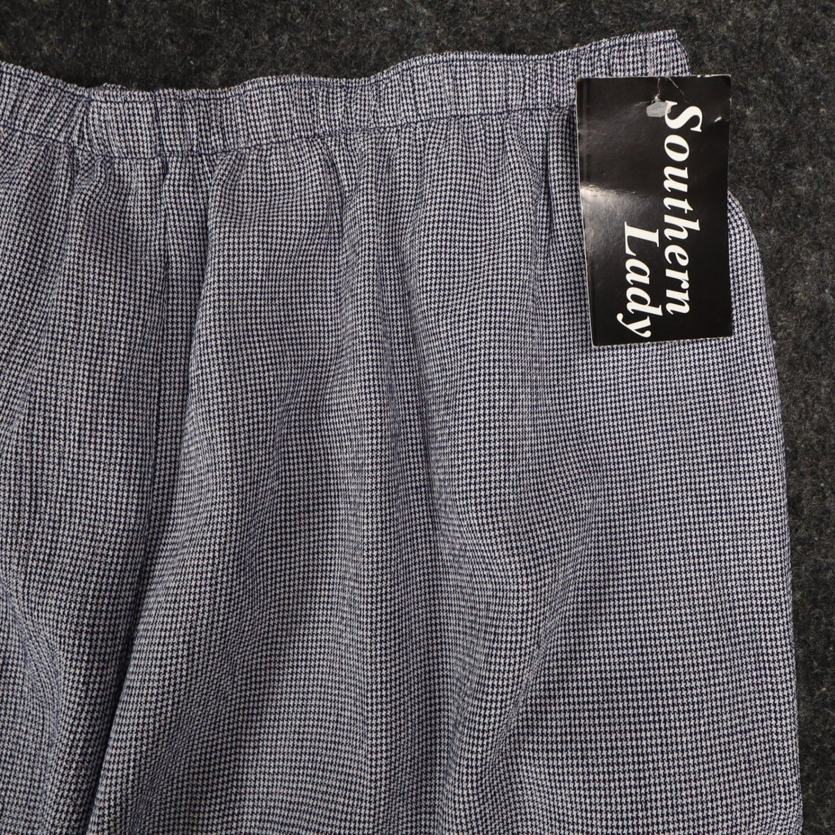 Southern Lady Pants Womens XL Navy Blue White Houndstooth Elastic Waist New - take2supply