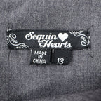 Sequin Hearts Sheath Dress Womens 13 Gray Black Trim Cap Sleeve Career Bodycon - take2supply