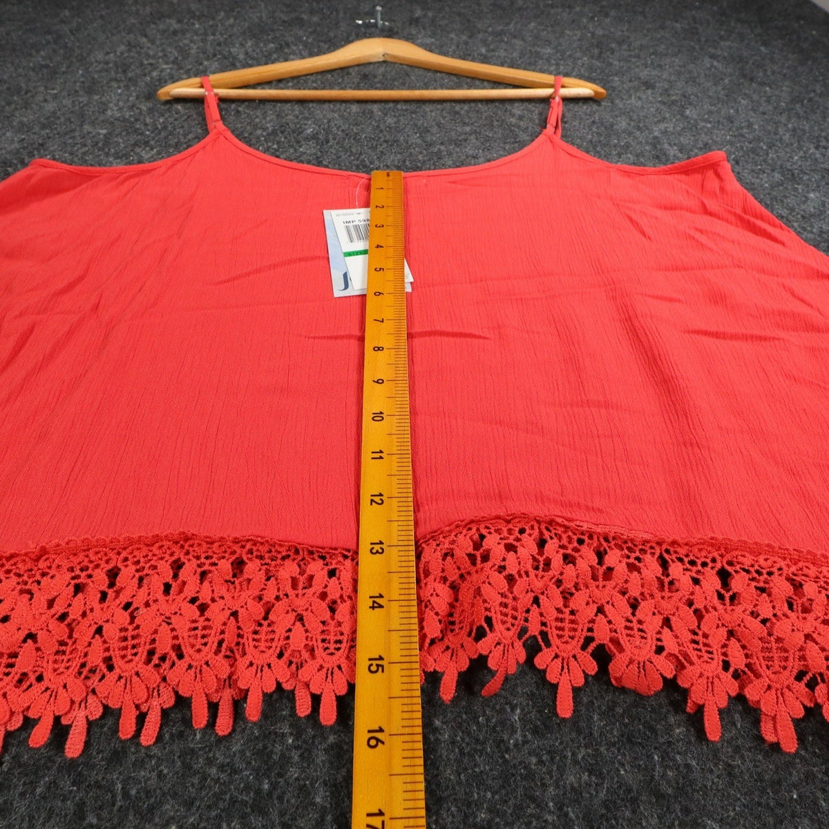 Jolt Cami Tank Top Womens Large Red Rayon Crochet Lace Trim Flowy JW1762DXQ - take2supply