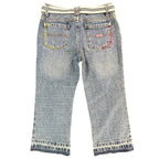 US Polo Assn Y2K Butterfly Jeans Girls 12 Blue Denim Flare Belted USPA NWT - take2supply