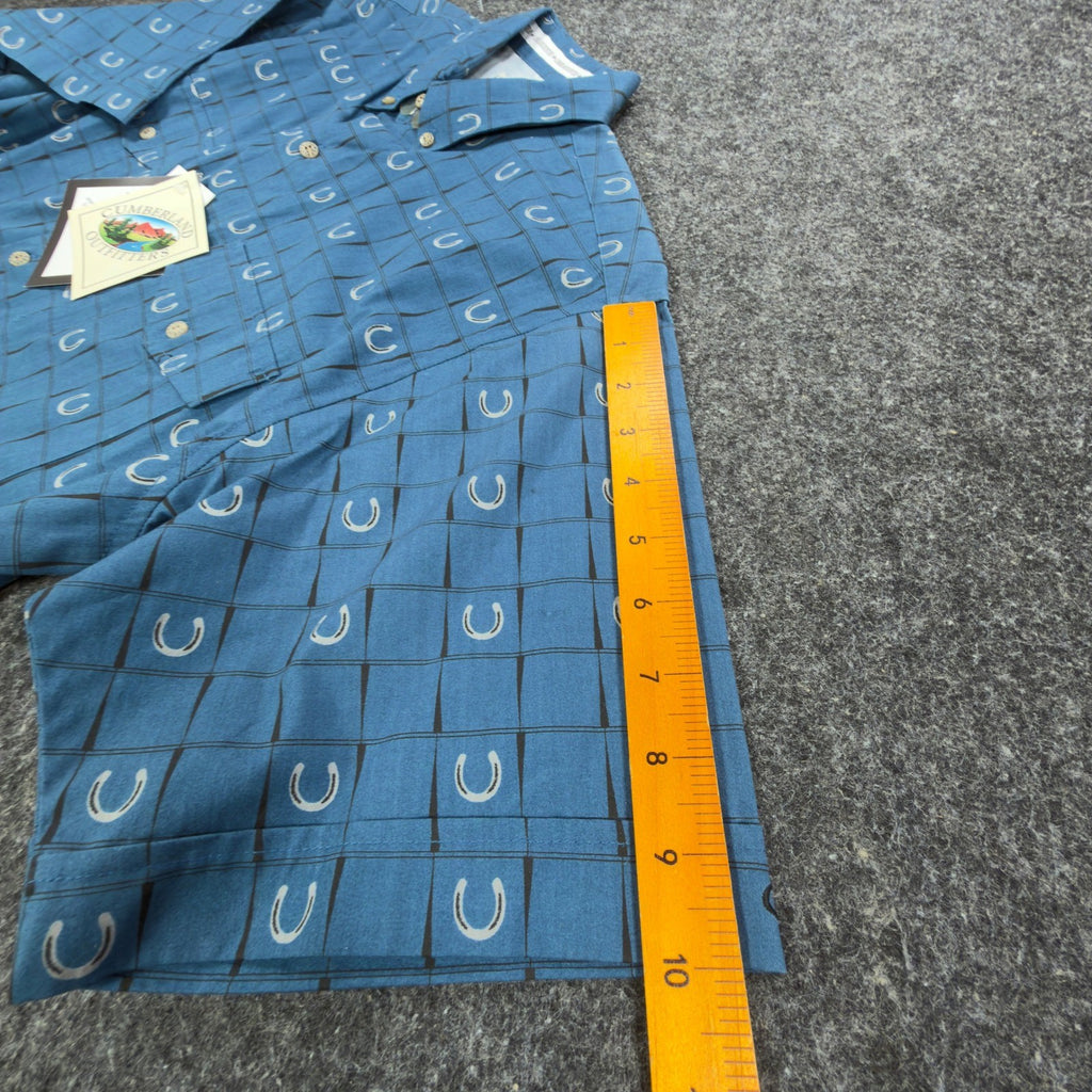 Cumberland Outfitters Y2K Western Shirt Mens L Blue Cotton Horseshoe NWT C455 - take2supply
