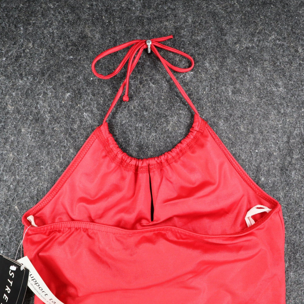 A. Byer Halter Support Tank Womens Medium Y2K Red Stretch Built-in Bra USA NWT - take2supply