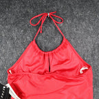 A. Byer Halter Support Tank Womens Medium Y2K Red Stretch Built-in Bra USA NWT - take2supply