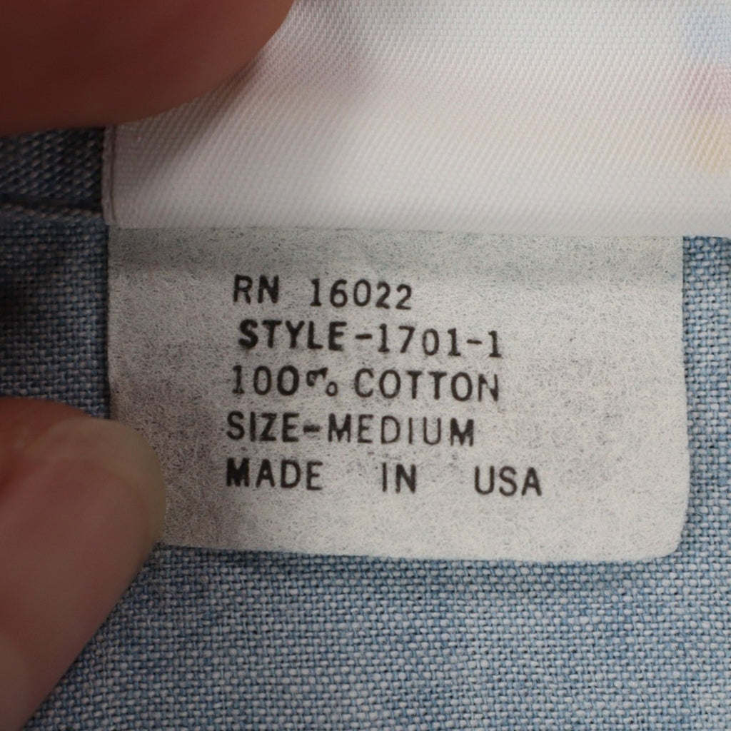 New Expressions Ruffle Shirt Womens M Vintage 80s Light Blue Cotton Boxy USA - take2supply